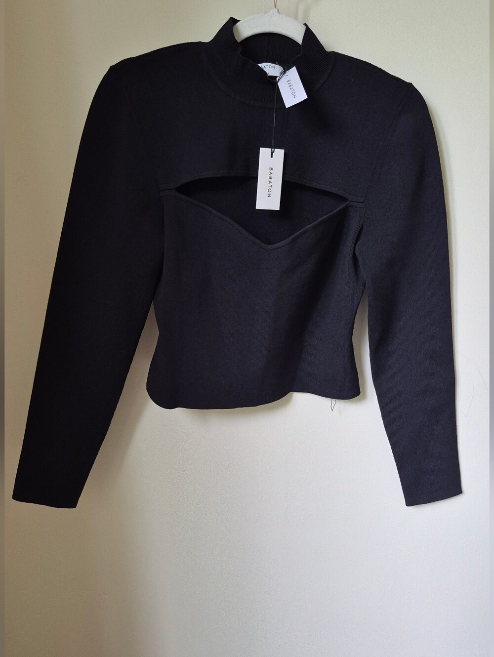 NWT Aritzia Babaton Abbott Sculpt Knit Longsleeve Black | Large